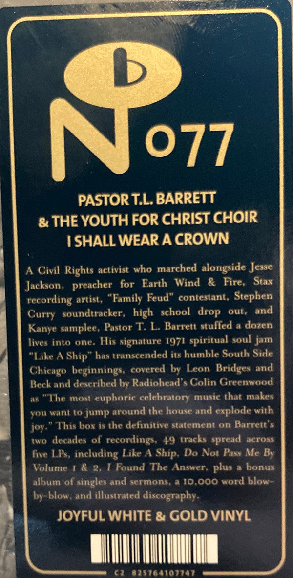 Pastor T. L. Barrett & The Youth For Christ Choir : I Shall Wear A Crown (5xLP, Comp, Ltd, Whi)