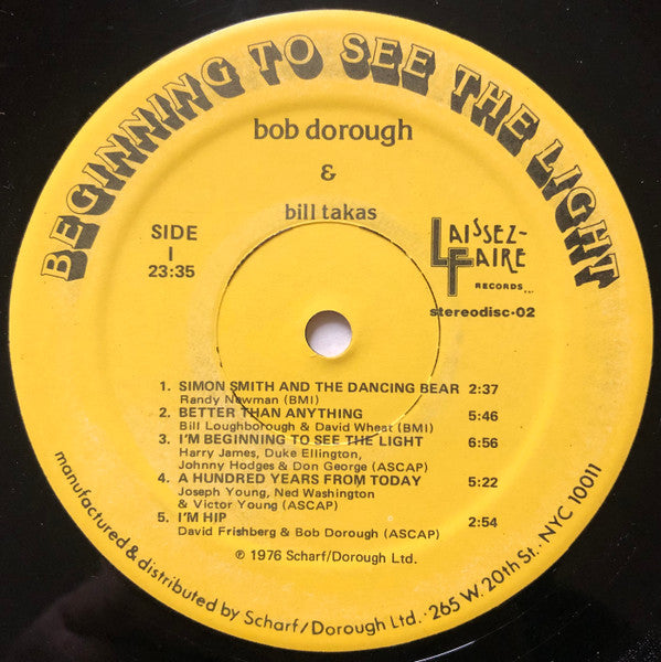 Bob Dorough & Bill Takas : Beginning To See The Light (LP)