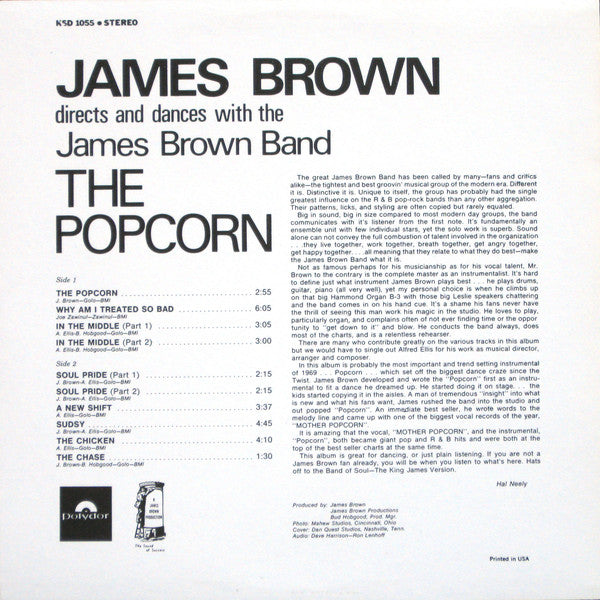 James Brown Directs And Dances With The The James Brown Band : The Popcorn (LP, Album, RE)