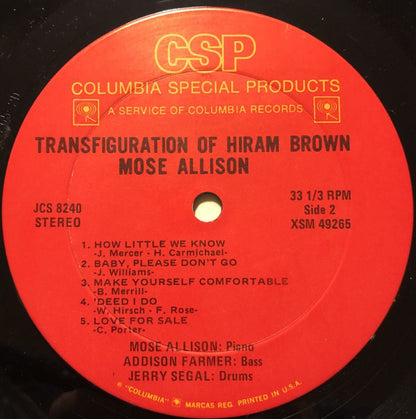 Mose Allison : Transfiguration Of Hiram Brown (LP, Album, RE)