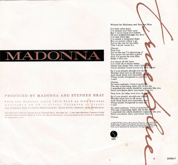 Madonna : True Blue (7", Single, Ltd, Blu)