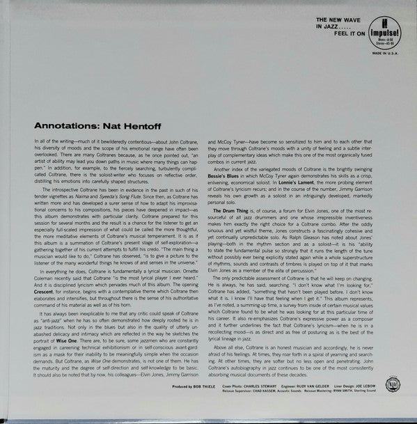 The John Coltrane Quartet : Crescent (LP, Album, RE, Gat)