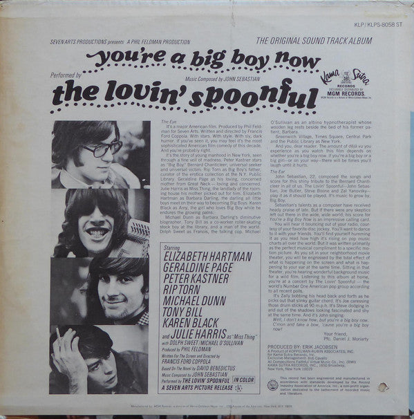 The Lovin' Spoonful : You're A Big Boy Now - The Original Sound Track Album (LP, Album, Mono)