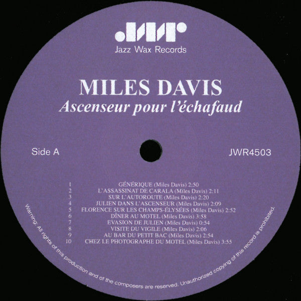 Miles Davis : Ascenseur Pour L'Échafaud = Lift To The Scaffold (LP, Album, Ltd, RE, RM, 180)