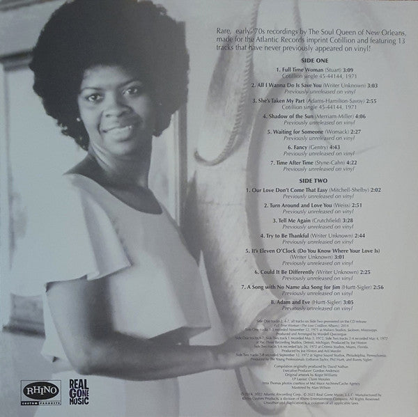 Irma Thomas : Full Time Woman (The Lost Cotillion Album) (LP, Album, Lig)