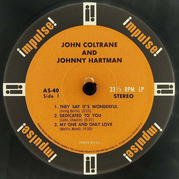 John Coltrane And Johnny Hartman : John Coltrane and Johnny Hartman (LP, Album, RE, 180)