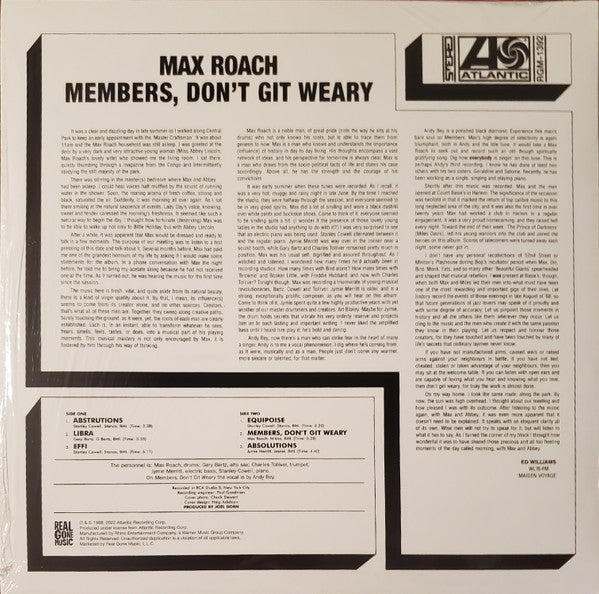 Max Roach : Members, Don’t Git Weary (LP, Album, RE)