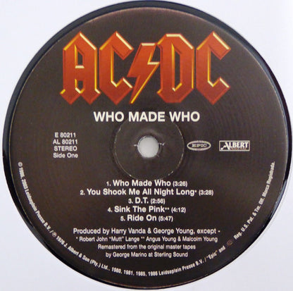 AC/DC : Who Made Who (LP, Album, Comp, RE, RM, 180)