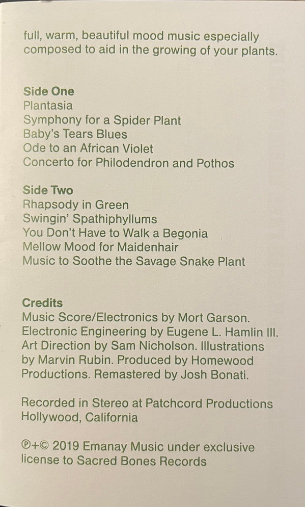 Mort Garson : Mother Earth's Plantasia (Cass, Album, RE)