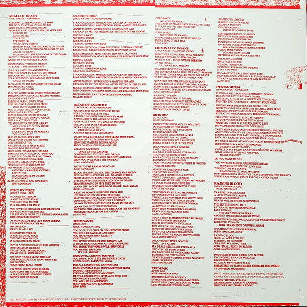 Slayer : Reign In Blood (LP, Album, RE, RM, 180)