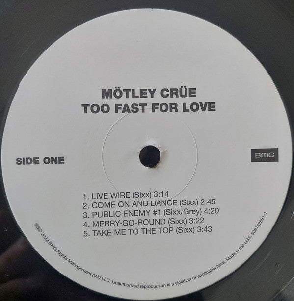 Mötley Crüe : Too Fast For Love (LP, Album, RE)