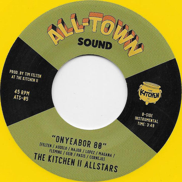 The Kitchen II Allstars : Bongo Grove / Onyeabor 80 (7", Single, Yel)