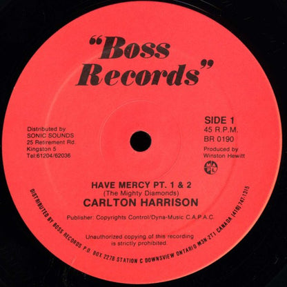 Carlton Harrison / Winston Hewitt : Have Mercy Pt. 1&2 / Don't Stay Out Late (12", Single)