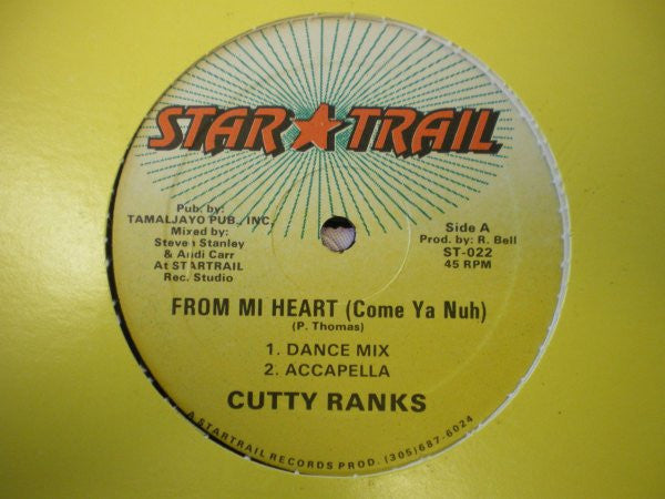 Cutty Ranks : From Mi Heart (Come Ya Nuh)  (12")
