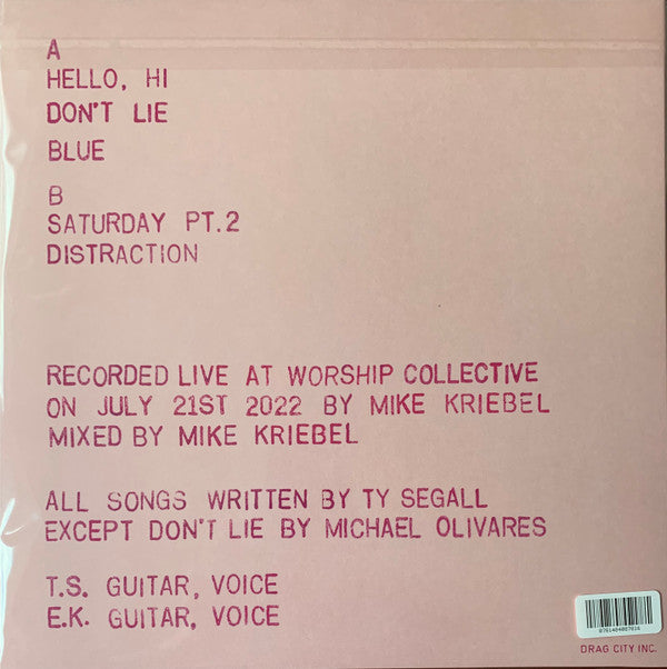 Ty Segall & Emmett Kelly : Live At Worship (12")