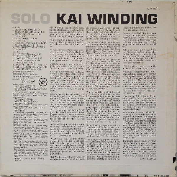 Kai Winding : Solo (LP, Album, Mono, Lam)