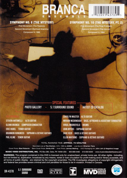 Glenn Branca Ensemble : Symphony Nos. 8 & 10 – Live At The Kitchen  (DVD-V, NTSC, All)