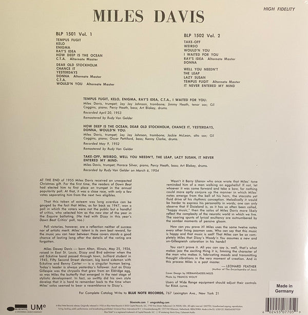 Miles Davis : Volume 1 (LP,Compilation,Reissue,Mono)