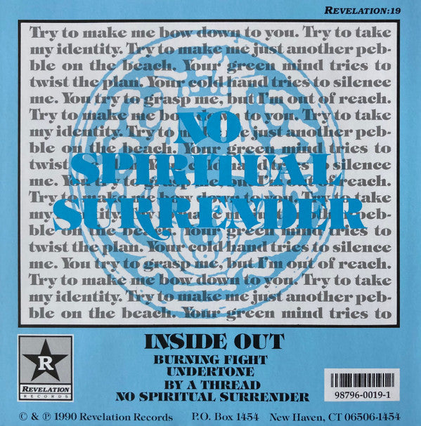 Inside Out (2) : No Spiritual Surrender (7", RP, Tur)