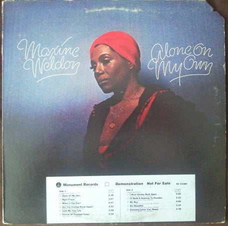 Maxine Weldon : Alone On My Own (LP, Album, Promo)