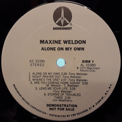 Maxine Weldon : Alone On My Own (LP, Album, Promo)