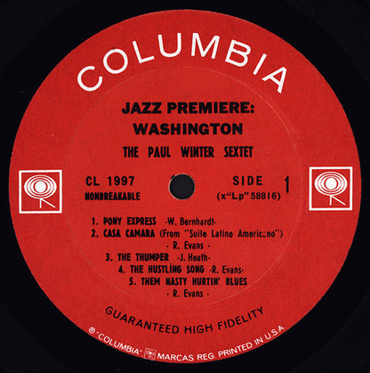 The Paul Winter Sextet : Jazz Premiere: Washington (LP, Album, Mono)