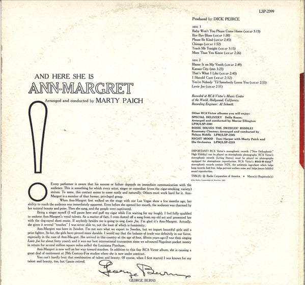 Ann-Margret* : And Here She Is Ann-Margret (LP, Album)