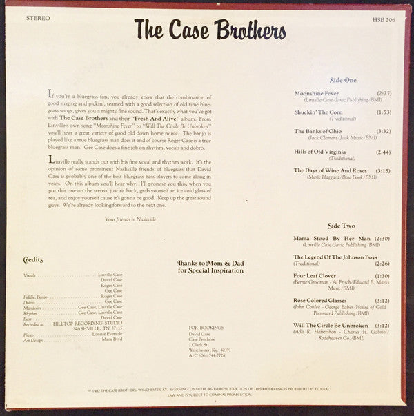 The Case Brothers : "Fresh And Alive" (LP, Album)