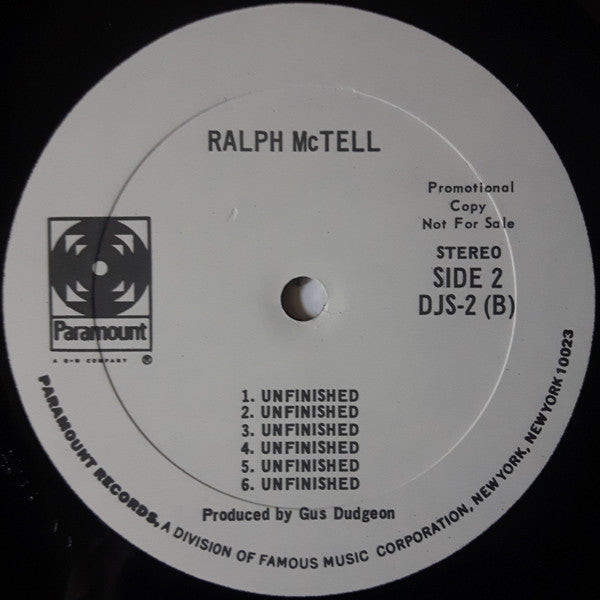 Ralph McTell : Ralph McTell's Unfinished Album (12", Single, Promo)