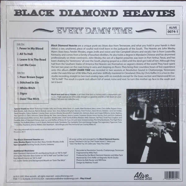 Black Diamond Heavies : Every Damn Time (LP, Album, Whi)