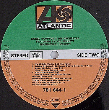 Lionel Hampton And His Orchestra Featuring Sylvia Bennett : Sentimental Journey (LP, Album)