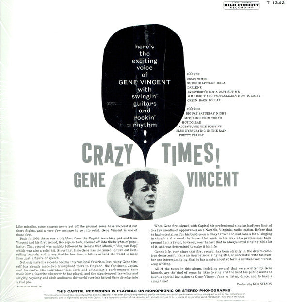Gene Vincent : Crazy Times (LP, Album, RE)