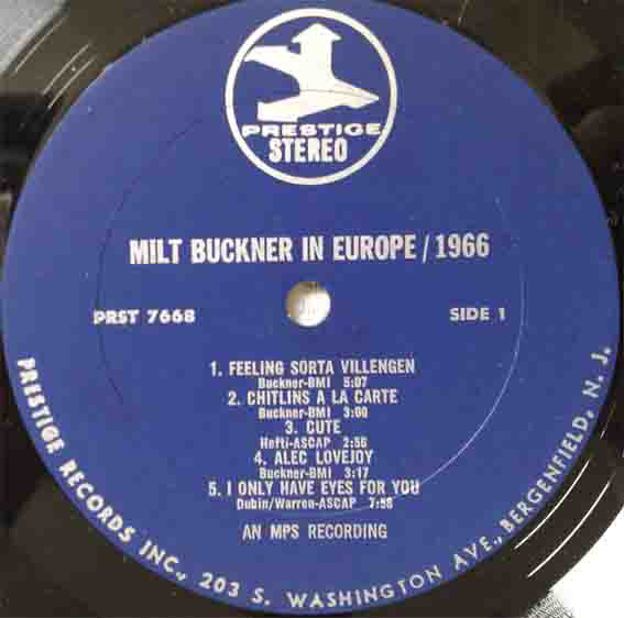 Milt Buckner With Jimmy Woode And Jo Jones : Milt Buckner In Europe; 1966 (LP, RE)
