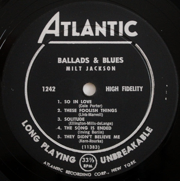 Milt Jackson : Ballads & Blues (LP, Album, Mono)