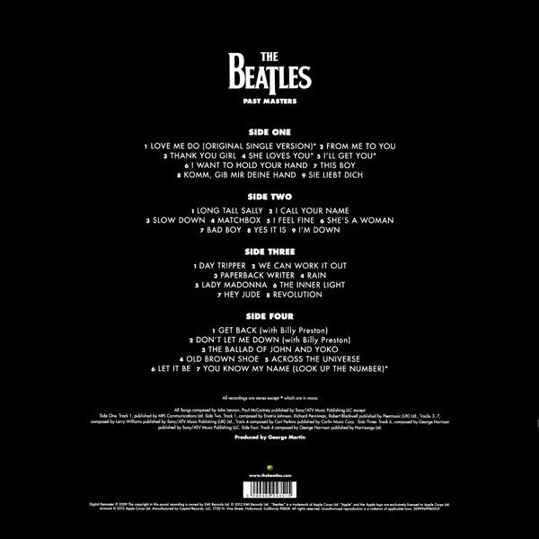 The Beatles : Past Masters (2xLP, Comp, Mono, RE, RM)