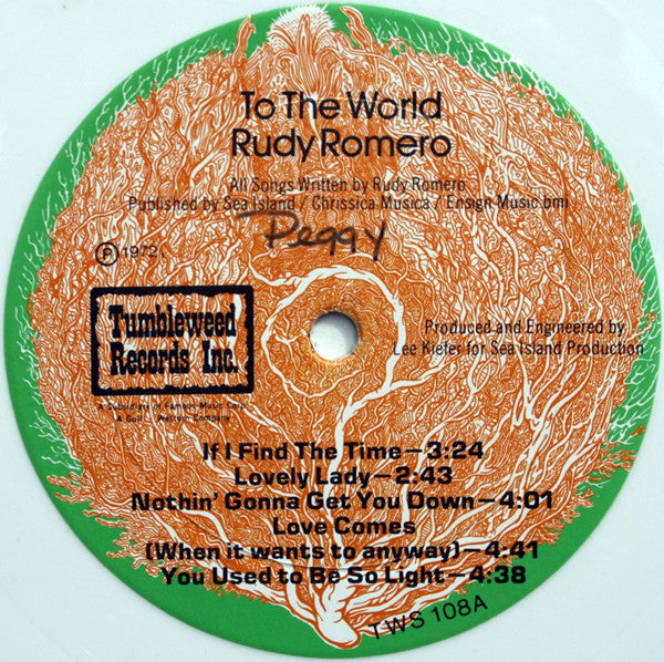 Rudy Romero (2) : To The World (LP, Album, Whi)