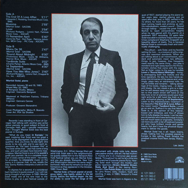 Martial Solal : Bluesine (LP, Album, RE)