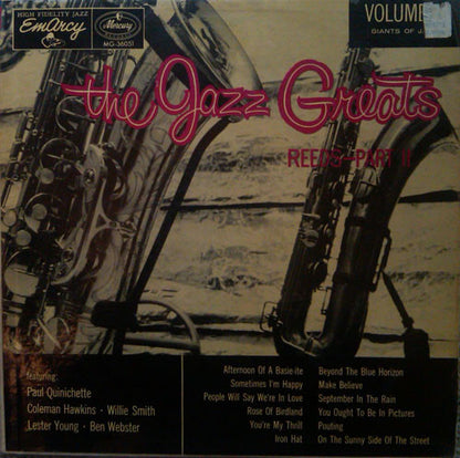 Various : The Jazz Greats - Volume III - Giants Of Jazz - Reeds - Part II (LP, Album, Comp, Mono)