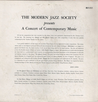 The Modern Jazz Society : Presents A Concert Of Contemporary Music (LP, Album, RE)