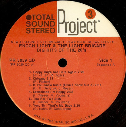 Enoch Light And The Light Brigade : Big Hits Of The 20's (LP, Album, Quad, Gat)