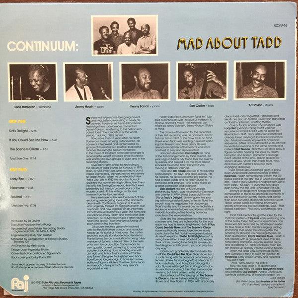 Continuum (5) : Mad About Tadd (LP, Album)
