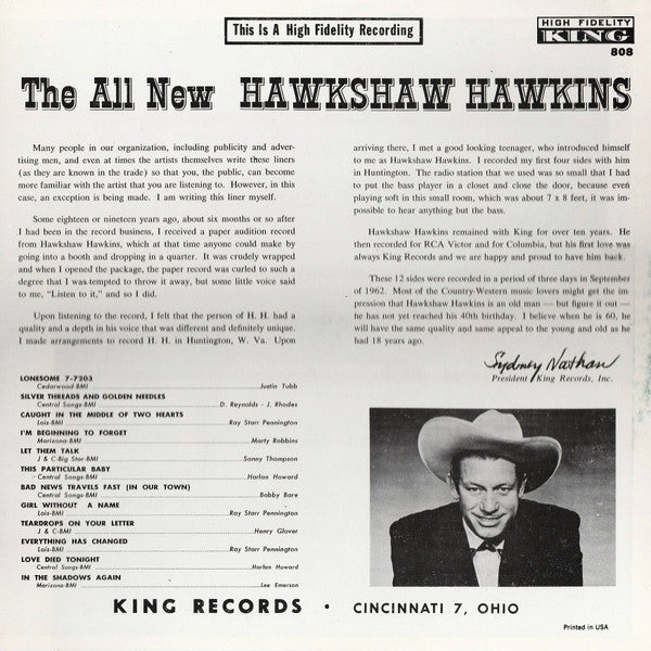 Hawkshaw Hawkins : The All New Hawkshaw Hawkins (LP, Album)