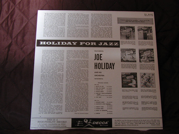 Joe Holiday : Holiday For Jazz! (LP, Album, Mono)