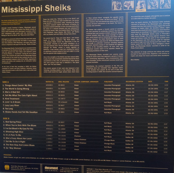 Mississippi Sheiks : Complete Recorded Works Presented In Chronological Order, Volume 3 (LP, Comp)