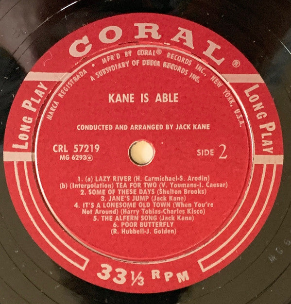 Jack Kane : Kane Is Able (LP, Album, Mono)