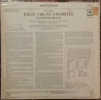 E. Power Biggs : Bach Organ Favorites, Volume 2 (LP, Album)