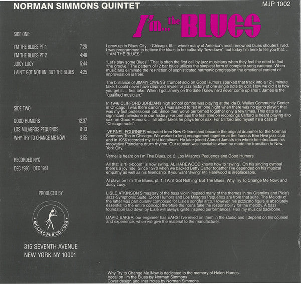 Norman Simmons Quintet : I'm... The Blues (LP, Album)
