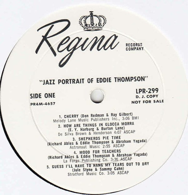 Eddie Thompson Featuring Ron Lundberg And Lewis Berryman : A Jazz Portrait Of Eddie Thompson (LP, Album, Promo)