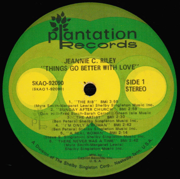 Jeannie C. Riley : Things Go Better With Love (LP, Album, Club, Cap)