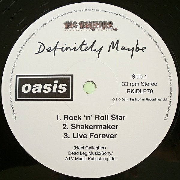 Oasis (2) : Definitely Maybe (2xLP, Album, RE, RM, 180)